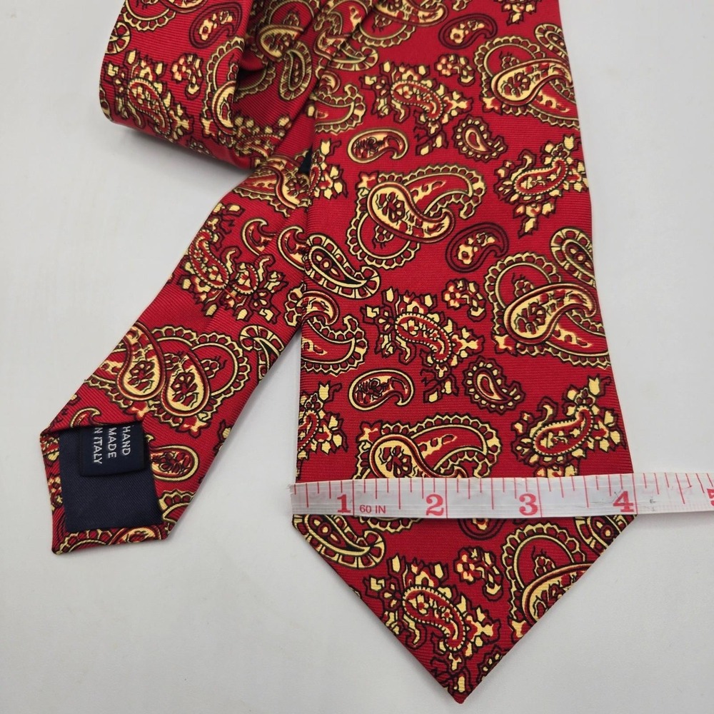 Polo Ralph Lauren Necktie Mens Red Paisley Silk Hand Made Italy Classicโ Vtg 80s